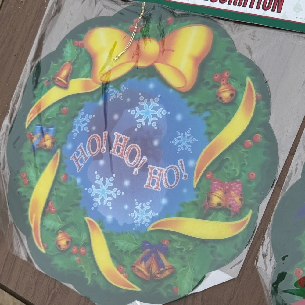 Vintage Christmas House 3D Christmas Decorations Wreath Santa Bear‎ New Sealed